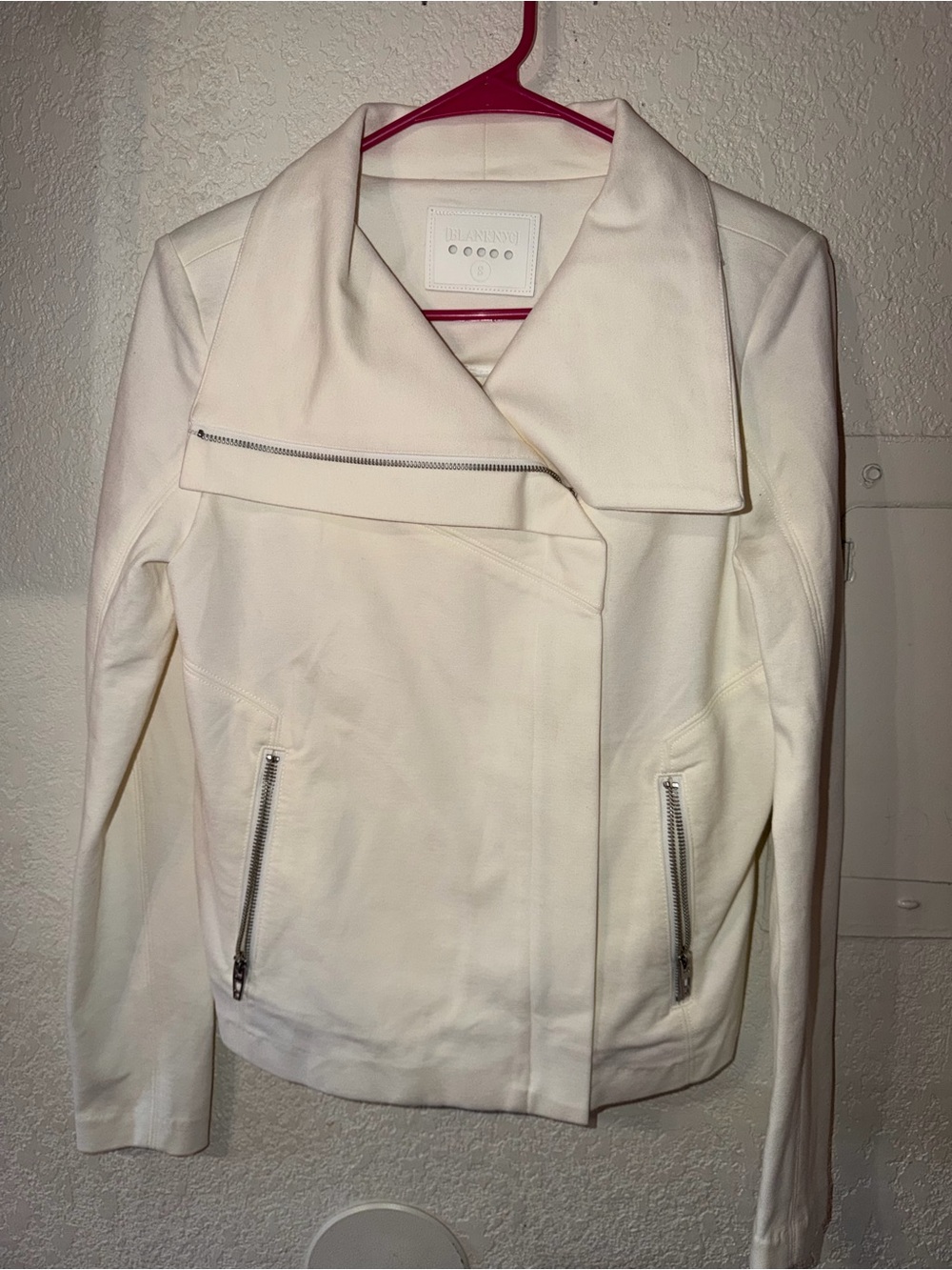 Blank NYC Off-White Asymmetrical Zip Moto Jacket